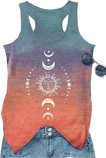 MQSVPUT Womens Tank Tops Summer Racerback Graphic Tanks Beach Vacation Tops Loose Running Athletic Sleeveless Shirt Cami - skull tank tops
