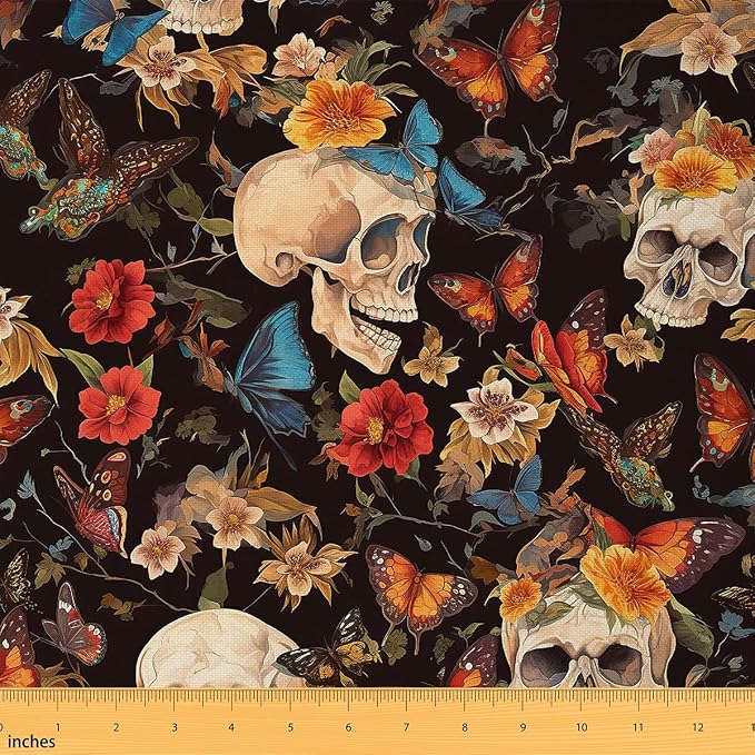 Feelyou Sugar Skull Fabric By The Yard 1 Yard