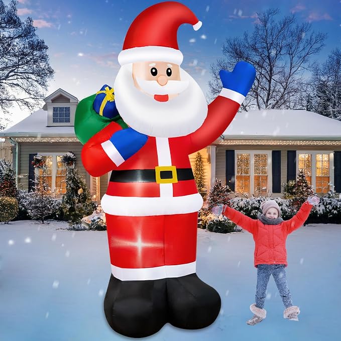 B&D 8FT Christmas Inflatables Santa Claus Outdoor Decorations, Christmas Blow Up Santa Yard Decorations Built-in LED Lights Inflatable Christmas Decorations for Holiday Xmas Party Garden Patio Lawn - skull inflatable