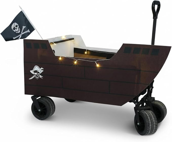 MiniInflat Ship Pirate Ship Wagon Cover with LED Lights Flag - string light