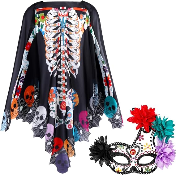 Coume 2 Pcs Halloween Skeleton Costume Women - sugar skull costume