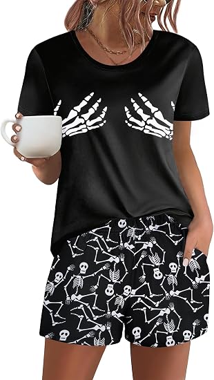 Ekouaer Women’s Pajama Sets 2 Piece Short Sleeve Tops and Soft Shorts Pjs