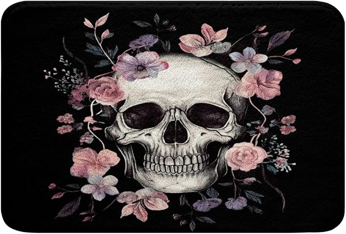 Feelyou Skull Bathroom Rugs for 16"x24" Non-Slip - skull toilet mat