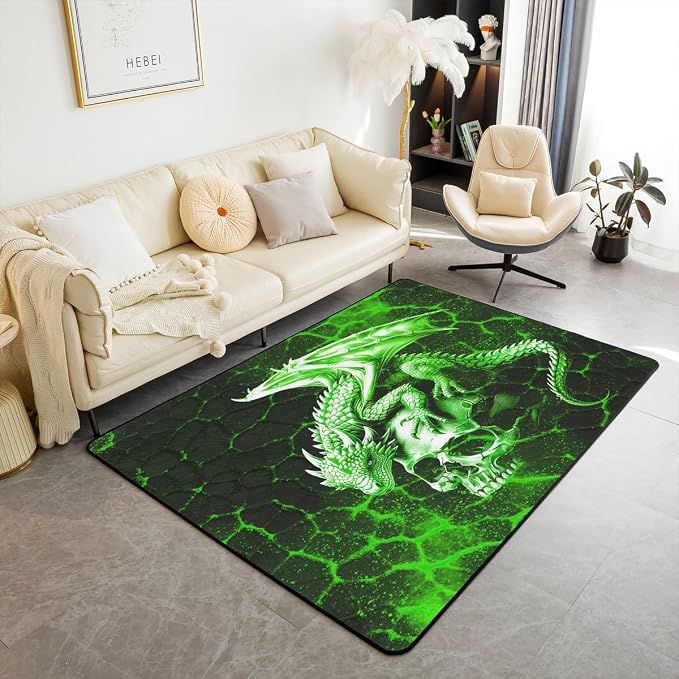 Feelyou Dragon Sugar Area Rug Living Room Indoor Kids Boys Decorative 3 x 5 - skull carpet