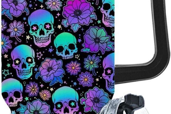 generic Sugar Skull Flower 40oz Tumbler With Handle Gifts For Aunt Skinny Wine Tumbler For Office, White