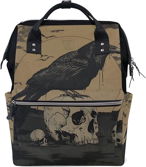 ALAZA Gothic Style Crow Laptop Backpack Anti Theft Purse Backpack for Women Men,15.6 inch Doctor Bag College Backpacks Travel Casual Daypack - skull backpack