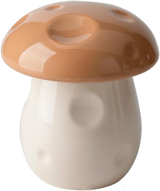 WAIT FLY Mushroom Ceramic Ashtray with Lid for Indoor or Outdoor use-Brown - skull ashtray