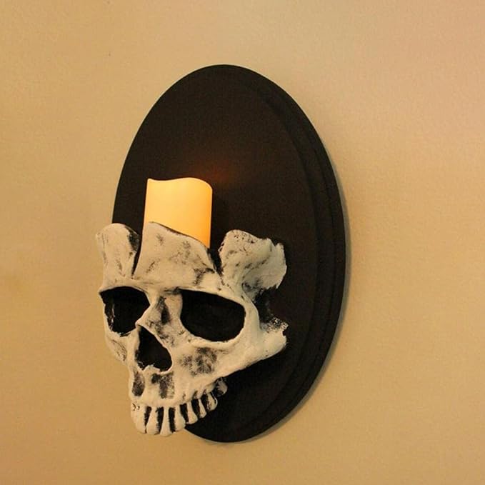 Skeleton Wall Candle Holder Spooky Decor for Halloween Party Decoration 15cm (1) - skull candle