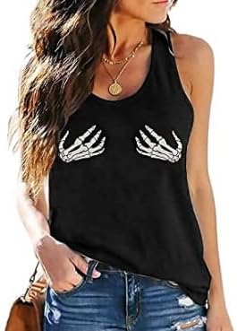 Skull Shirts for Women Gothic Skeleton Tshirts Halloween Funny Floral Skull Graphic Tee - skull tank tops