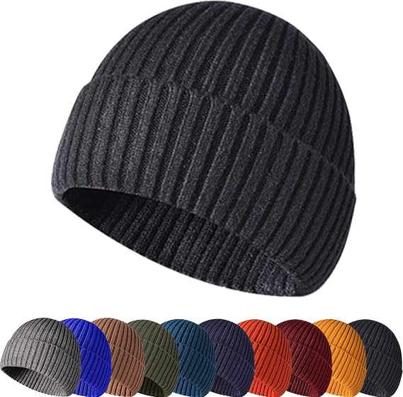 Winter Beanie Hat for Men & Women - Warm Stretchy Skull Cap, Thick Knitted Cuffed Beanies for Cold Weather - skull hat
