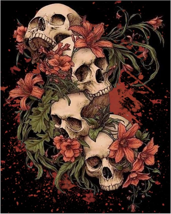 Paint by Numbers Kit for Adults, Paint by Numbers Kit for Adults 16x20 Inch - skull painting