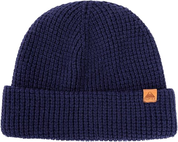 TOP-EX Oversized Merino Wool Waffle Beanie, L XL XXL Winter Watch Cap - skull watch