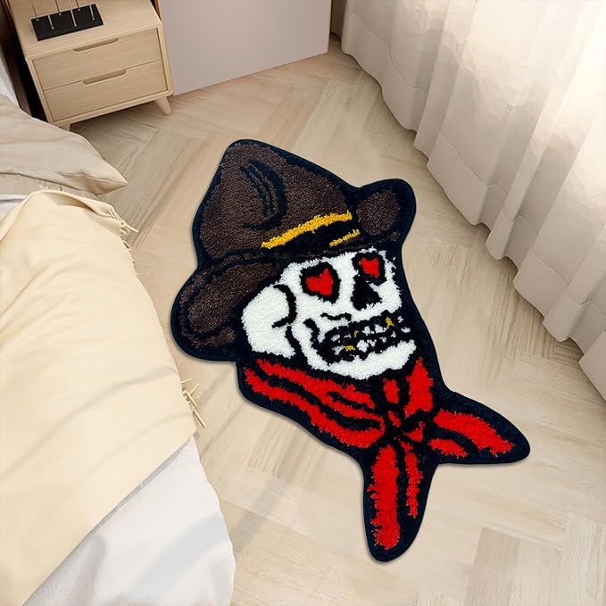 Halloween Skull Bathroom Rug Gothic Soft Plush Rugs Funny Bedroom Decor Carpets Non Slip Absorbent Bathroom Floor Mat Washable Shower Rug for Living Room, 2.5 X 4 FT - skull carpet