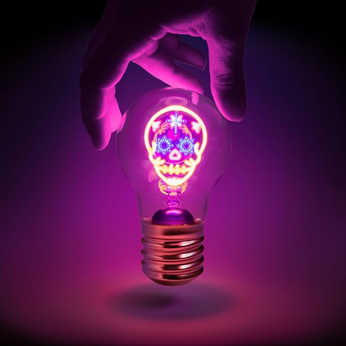Suck UK Skull Lamp | Gothic Home Decor | Skull Light Bulb | Gothic Decor | Calavera Cordless Lightbulb | Day of The Dead | Halloween Accessories | USB Rechargeable Battery | LED Neon Light Bulbs - skull lamp