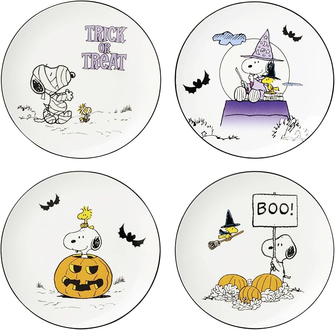 Lenox Great Pumpkin Halloween Accent Plates, Appetizer Plate Set for 4 - skull plate