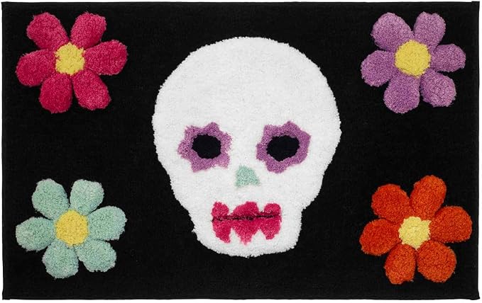 Avanti Linens – Bath Rug, Soft & Absorbent Bath Mat with Non-Skid Backing, Fall Home Decor (Sugar Skull Collection, 20″ x 32″)