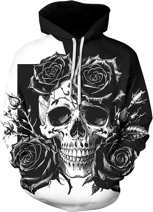 Unisex Novelty Hoodies 3D Print Graphic Hooded Pullover Sweatshirt Pocket - skull hoodie