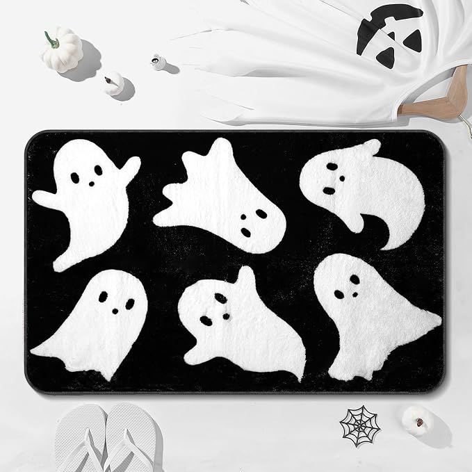 Tinideya Halloween Ghost Bathroom Rug 32 x 20 Inch,Black, White