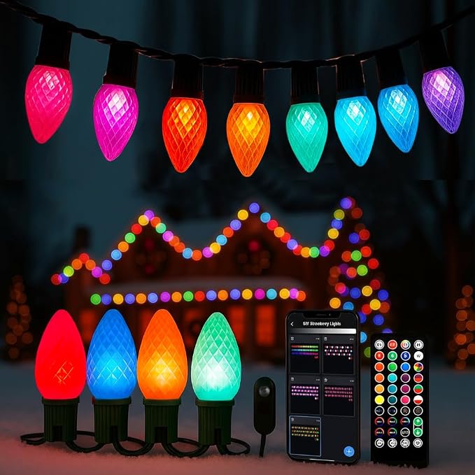 79FT Smart RGB C9 Christmas Lights Outdoor, Color Changing String Lights - string light