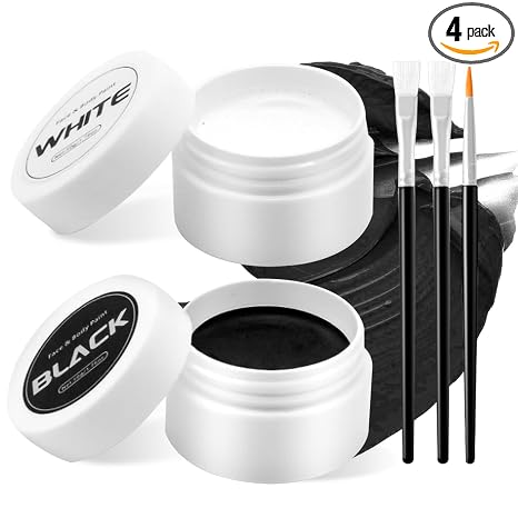 Black and White Face Painting Kit,Professional Halloween Face Paint - sugar skull makeup
