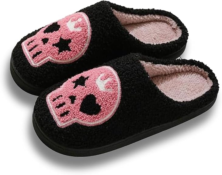 Christmas Slippers Cute Holiday Slipper Warm House Slippers for Women Men, Fuzzy Fluffy Outdoor Indoor Slip On Bedroom Slippers Home Shoes Ladies - sugar skull costume