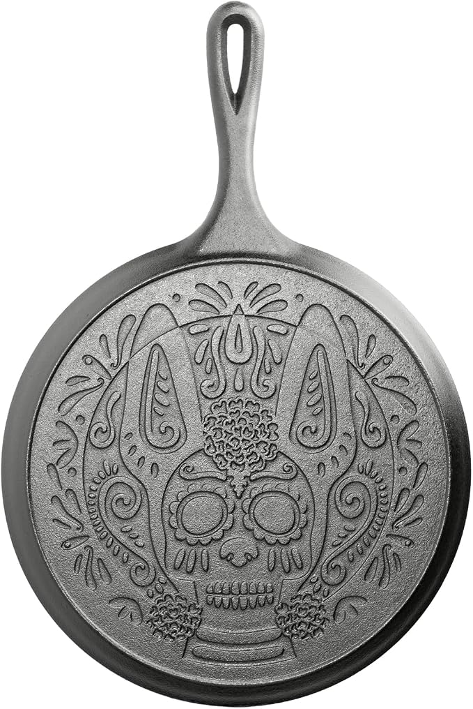 Xolo Sugar Skull Cast Iron Griddle - skull plate