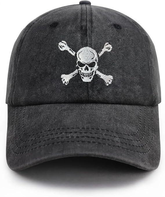 Skull and Crossbones Baseball Cap for Men Women, Funny Adjustable Embroidered Skeleton Hat - skull hat