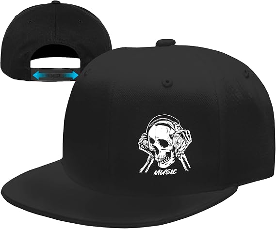 Flat Bill Hats for Men Snapback Hats for Men Baseball Cap for Men Black Snapback Women Fitting Hat - skull hat