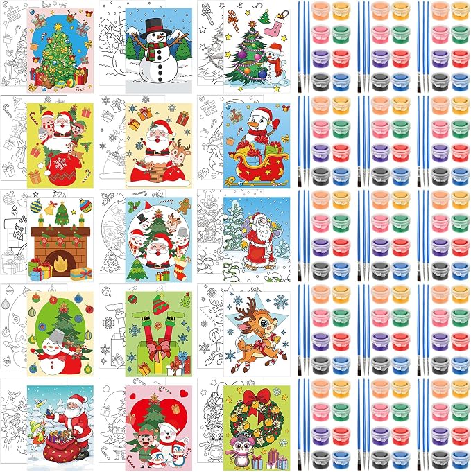 Sherr 15 Set 75 Pcs Christmas Pre Drawn Painting Canvas Kit for Adults - skull painting