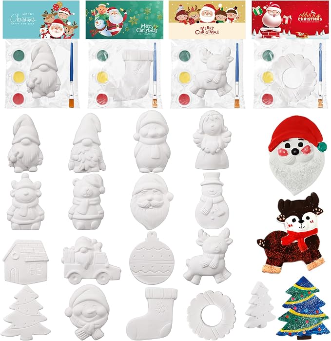 Realspring 16 Set Christmas Ceramic Painting Kit Christmas Painting Gifts - skull painting