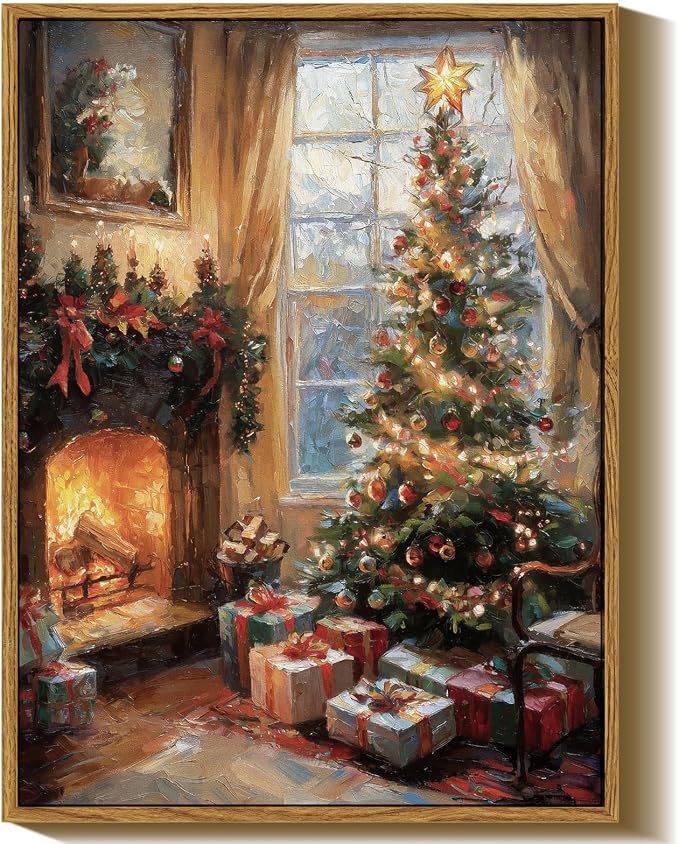 InSimSea Framed Wall Art, Vintage Christmas Tree Xmas Holiday Decor,12x16In - skull painting
