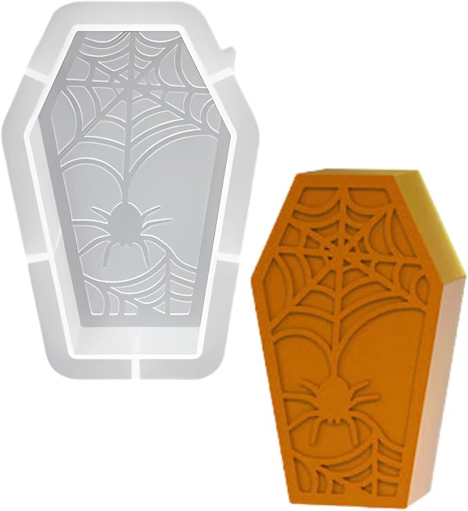 Coffin Silicone Candle Mold Soy Wax Soap Epoxy Resin Gothic Halloween Mould - skull ashtray