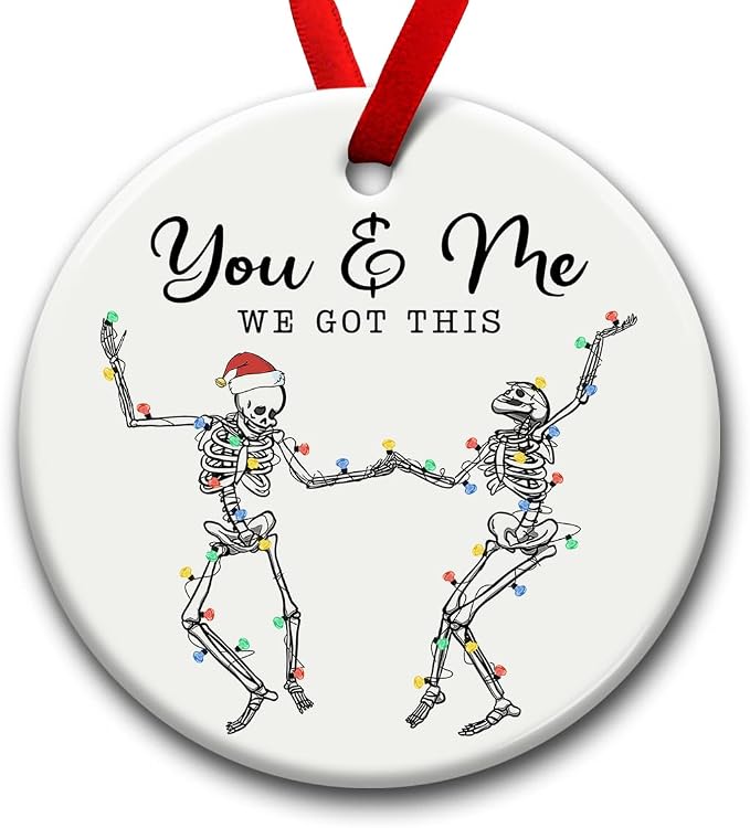 Couple Christmas Ornament 2026, Dancing Skeleton - skeleton