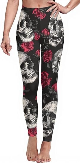 Sister Amy Women Geometric Figures Ankle Elastic Tights Legging - skull leggings