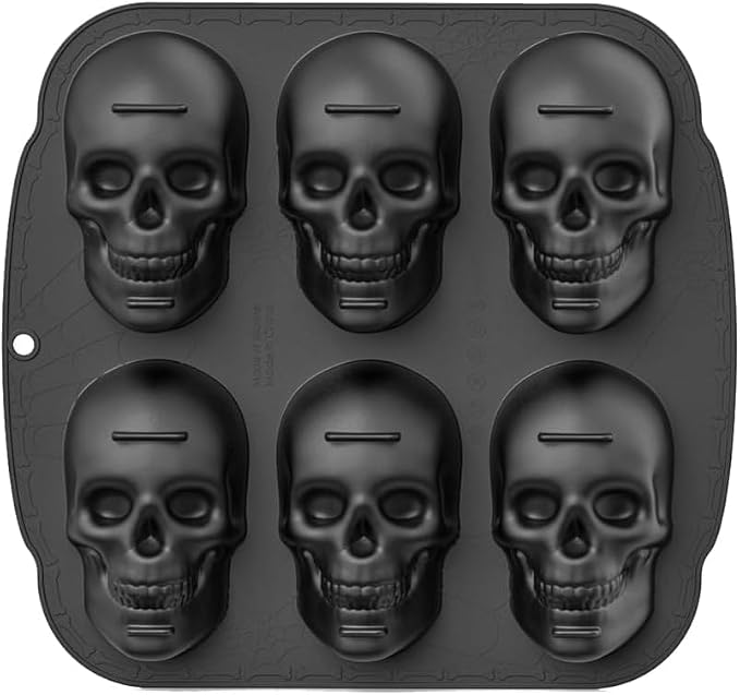 Skull Cake Pan, 6 Cavity Silicone Mold, Pirate Skull Molds For Baking, Halloween, Birthday Party - skull ashtray