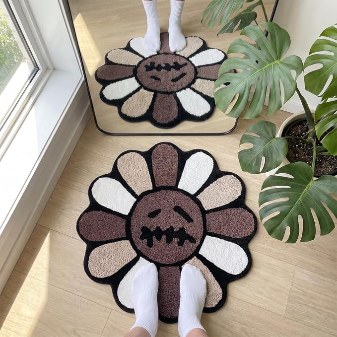 Trippy Happy Face Rug Cool Rugs Graphic Design Tufted Bathroom Rugs