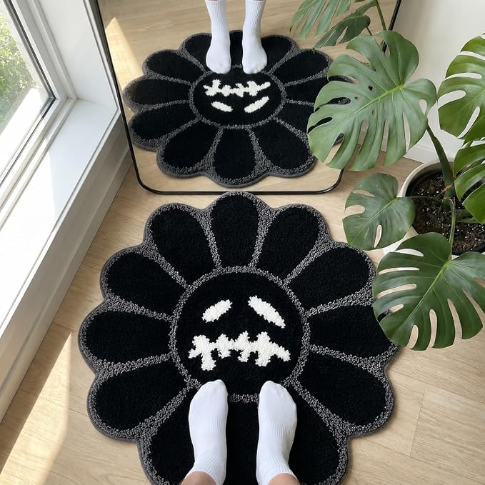 Trippy Happy Face Rug Cool Rugs Graphic Design Tufted Bathroom Rugs - skull rug