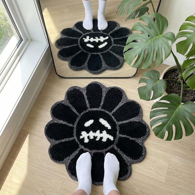 Trippy Happy Face Rug Cool Rugs Graphic Design Tufted Bathroom Rugs - skull floor mat