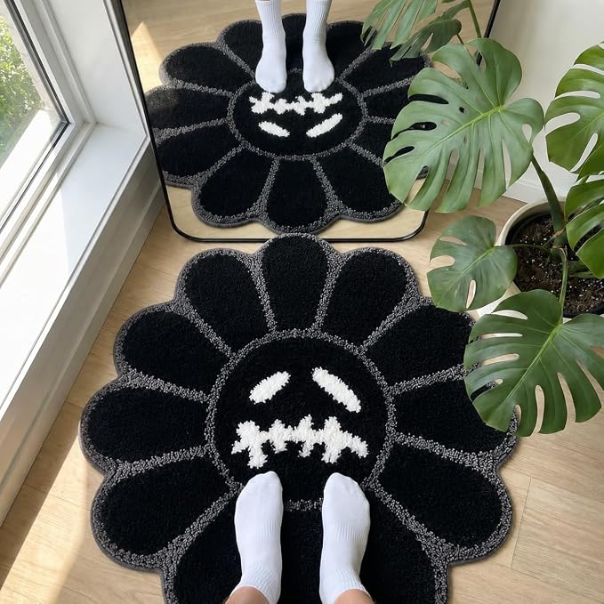 Trippy Happy Face Rug Cool Rugs Graphic Design Tufted Bathroom Rugs - skull carpet