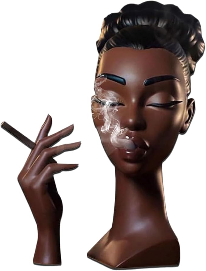 Head Incense Holder Black Women, Head Incense Burner Black Women, Solange-Headscents Incense Holder for Bedroom, Livingroom, Home Decor(A) - skull incense burner