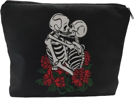 Skull Makeup Bag,Human Skeleton Cosmetic Bag,Travel Accessories Organizer, Halloween Essentials Zipper Cosmetic Pouch,Portable Waterproof Toiletry Bag for Women - skull suitcase