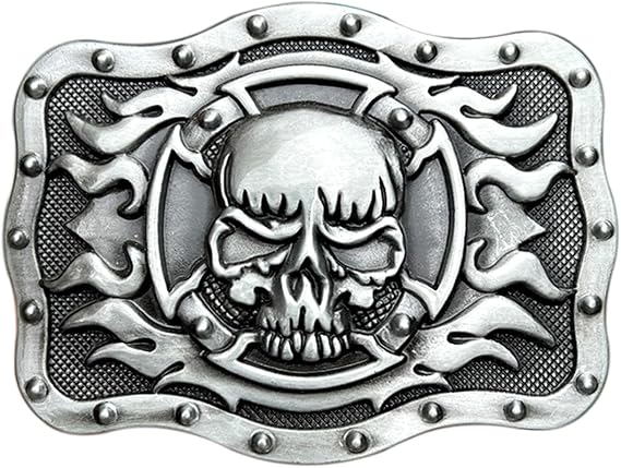 Western Cowboy Belt Buckle for Men, Ghost Skeleton Skull Belt Buckle Gifts for Men Halloween Costume - skull wallet