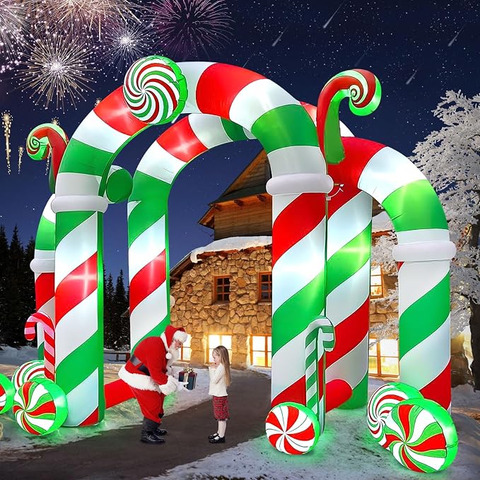 Kalolary 13FT Christmas Inflatables Arch, Giant Xmas Candy Arch Inflatable - skull inflatable