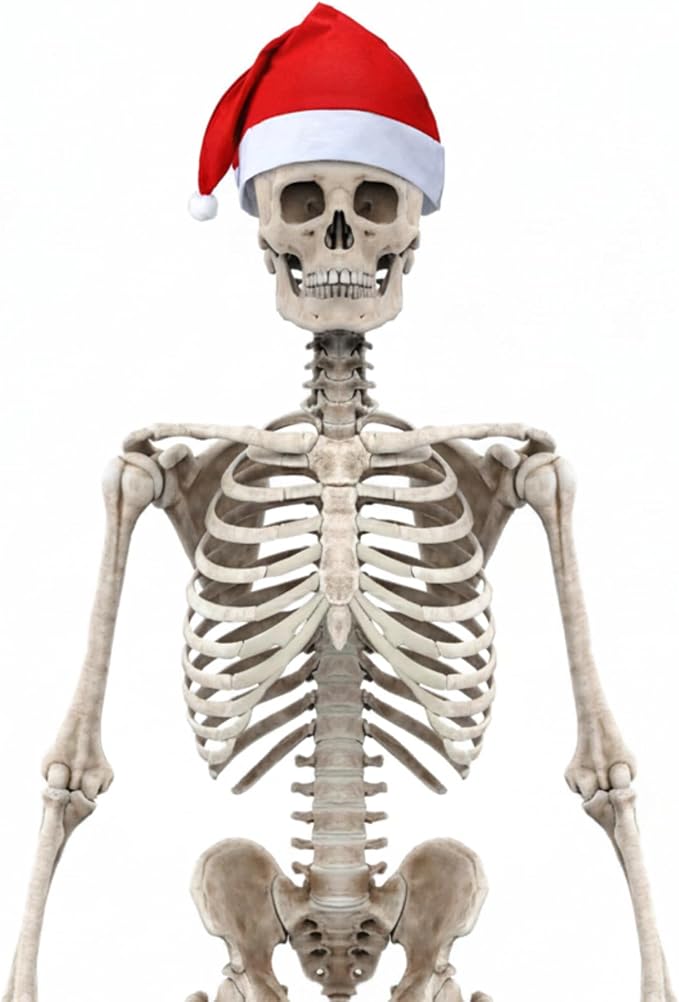 Gejoy 12 ft Skeleton Santa Hat Christmas Skeleton Giant Santa Hat Decor - skeleton