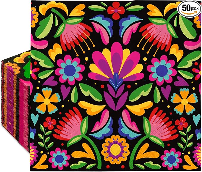 JarThenaAMCS 50Pcs Mexican Floral Paper Napkins Halloween Colorful Flower Disposable Napkins Black Luncheon Dinner Napkin for Cinco De Mayo Fiesta Party Table Supplies - skull toilet paper