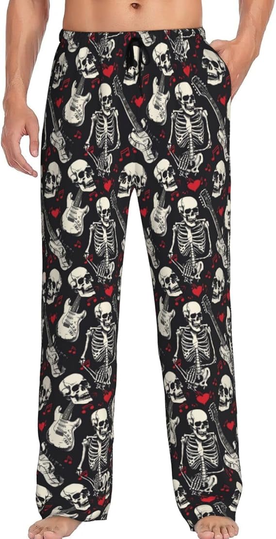 Men's Pajama Pants Pjs Bottoms With Pockets Sleep Lounge Pants For Men - skull pajamas
