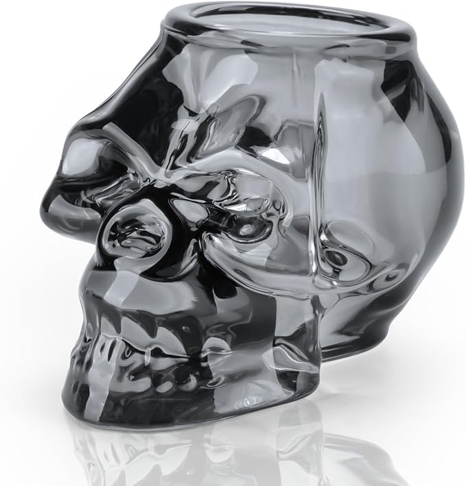 Skull Halloween Decor, Skull Candle Holder, Glass Tea Light Holders for Home Decoration, Halloween Skeleton Tabletop Decor, Black - skull candle