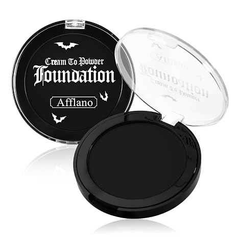 DE'LANCI Black Face Paint Foundation Halloween Sfx Makeup, Semi-matte Black Body Paint Highly Pigmented, Face Body Paint Skull Skeleton Waterproof Greasepaint Goth Makeup Special Effects Cosplay - sugar skull makeup