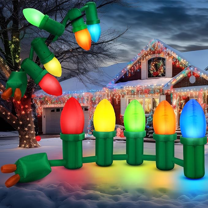 Honoson 12 ft Inflatable Christmas Light Bulb Ornaments Balls - skull inflatable