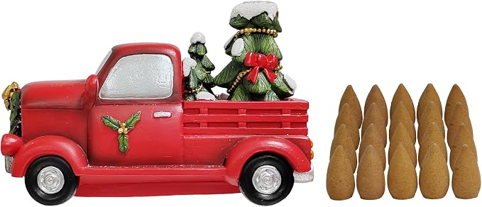 Hosley Resin Backflow Incense Cone Holder Christmas Truck Décor Statue, 7" Long Includes 20 Apple Cinnamon Backflow Incense Cones - Aromatherapy Gift for Home D cor & Relaxation - skull incense burner